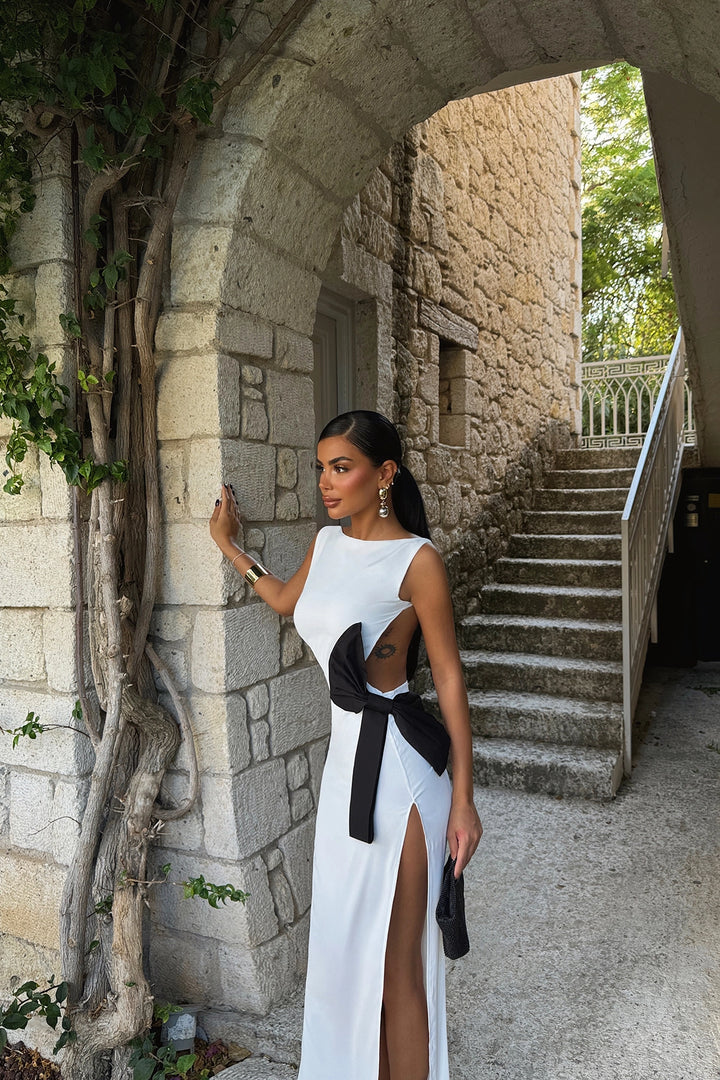 EYY Women White Bow Detail Long Dress - Waalwijk