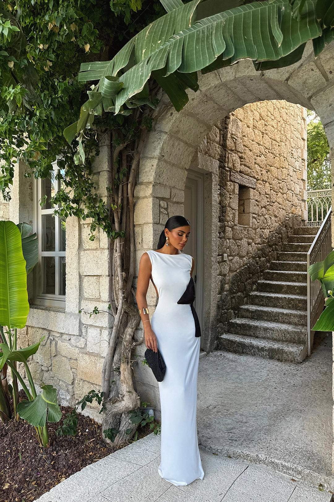 EYY Women White Bow Detail Long Dress - Waalwijk