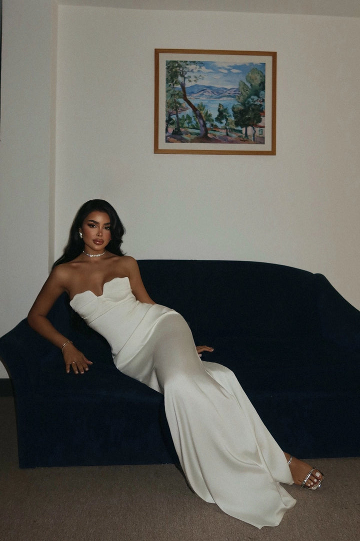 EYY Women White Galian Strapless Long Dress - Fremont