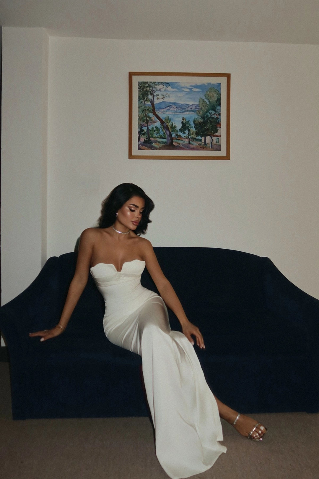 EYY Women White Galian Strapless Long Dress - Fremont