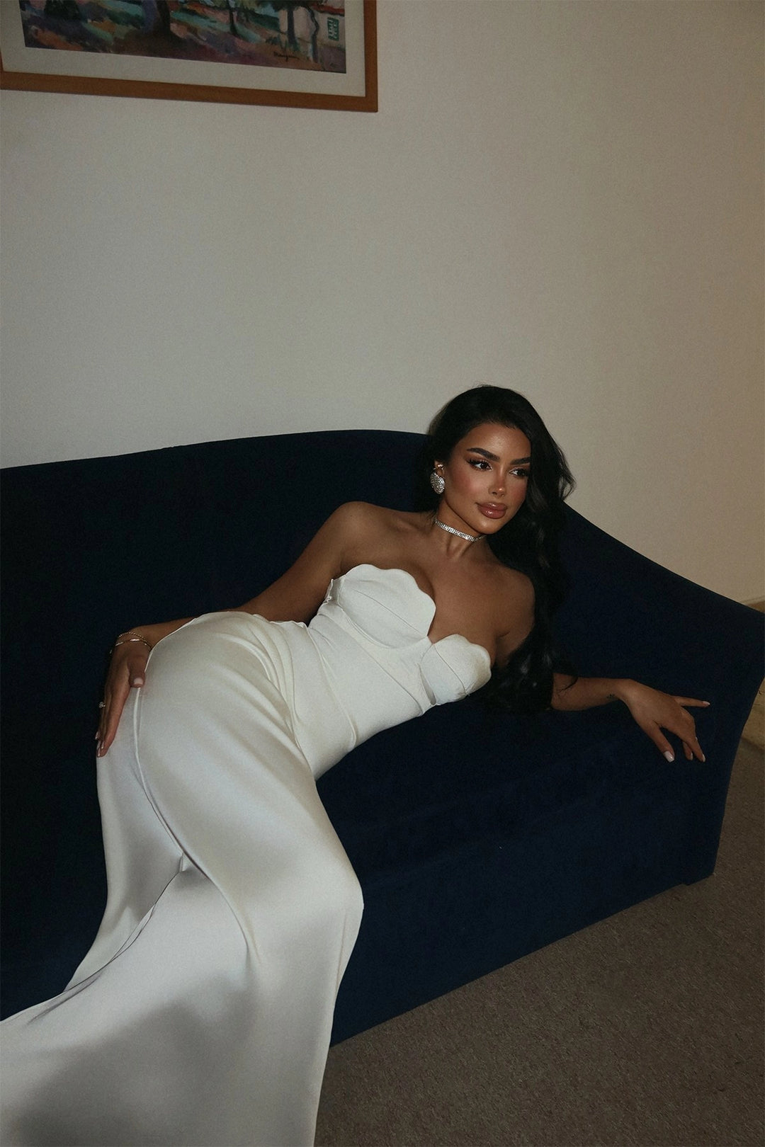 EYY Women White Galian Strapless Long Dress - Fremont