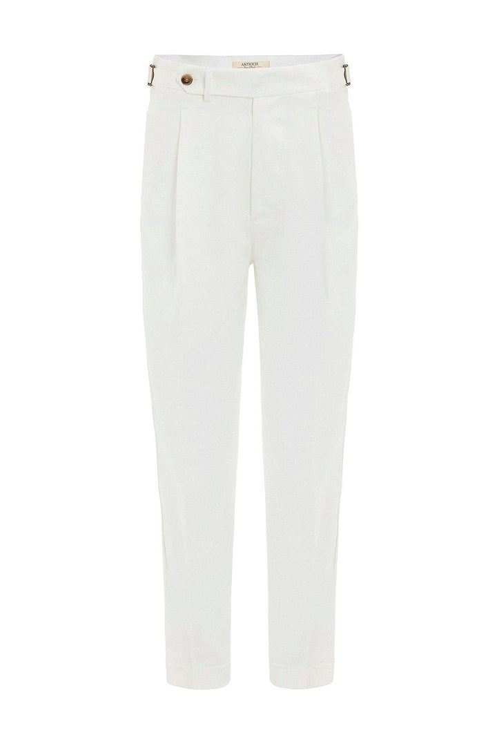ANT Antioch White Italian Cut High Waist Men's Trousers - Comalcalco