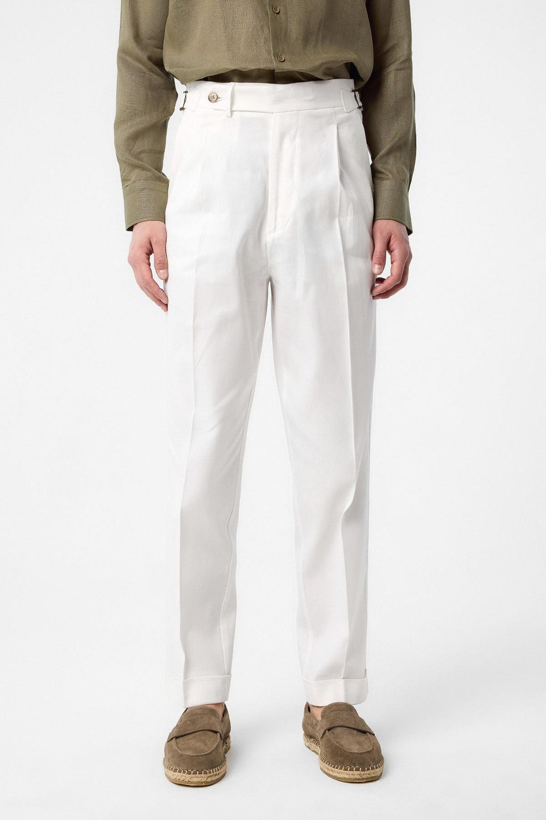 ANT Antioch White Italian Cut High Waist Men's Trousers - Mörfelden-Walldorf