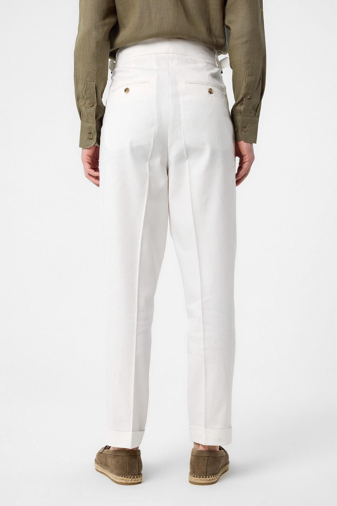 ANT Antioch White Italian Cut High Waist Men's Trousers - Comalcalco