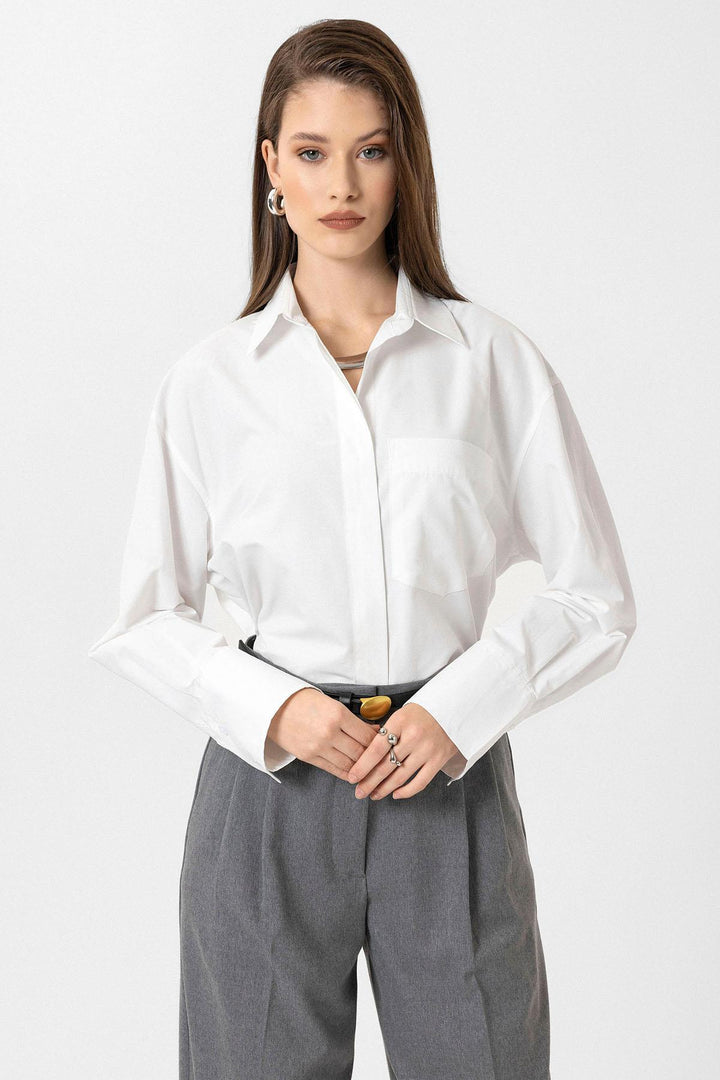 ANT Antioch White Women's Basic Poplin Shirt - East Point