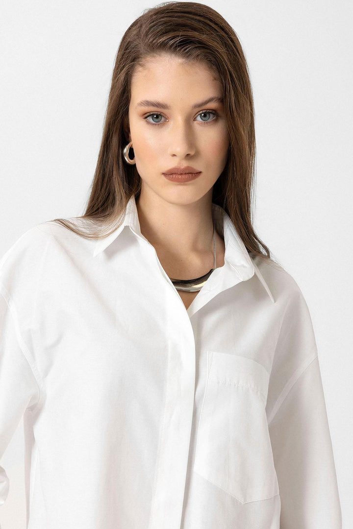 ANT Antioch White Women's Basic Poplin Shirt - East Point