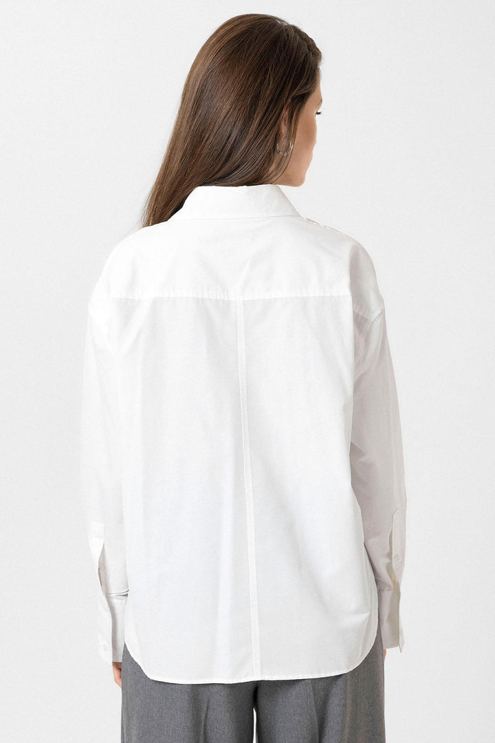 ANT Antioch White Women's Basic Poplin Shirt - East Point