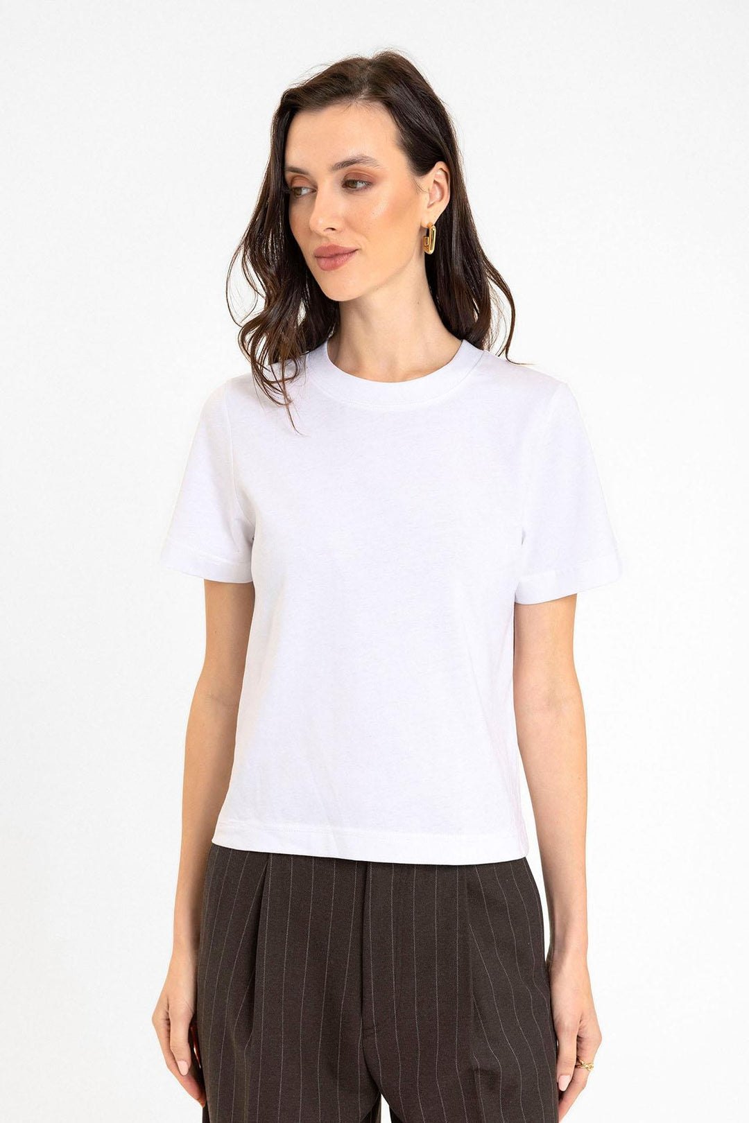 ANT Antioch White Women's Bicycle Collar Basic T-Shirt - Bergamo