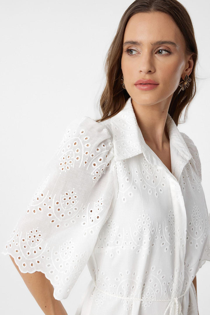 ANT Antioch White Women's Dress with Fist Embroidery - Broomfield