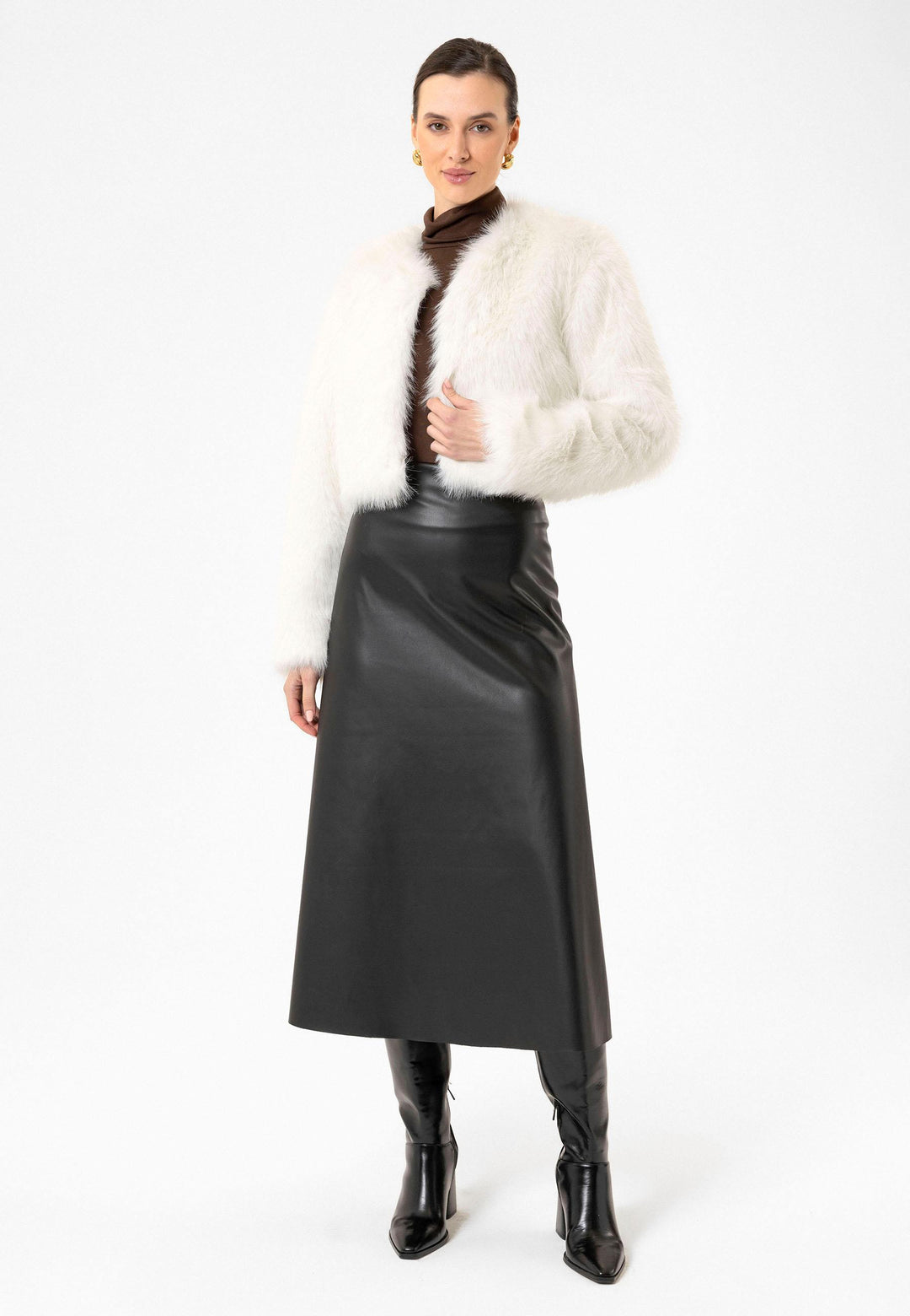 ANT Antioch White Women's Faux Fur Crop Jacket - Sahuarita