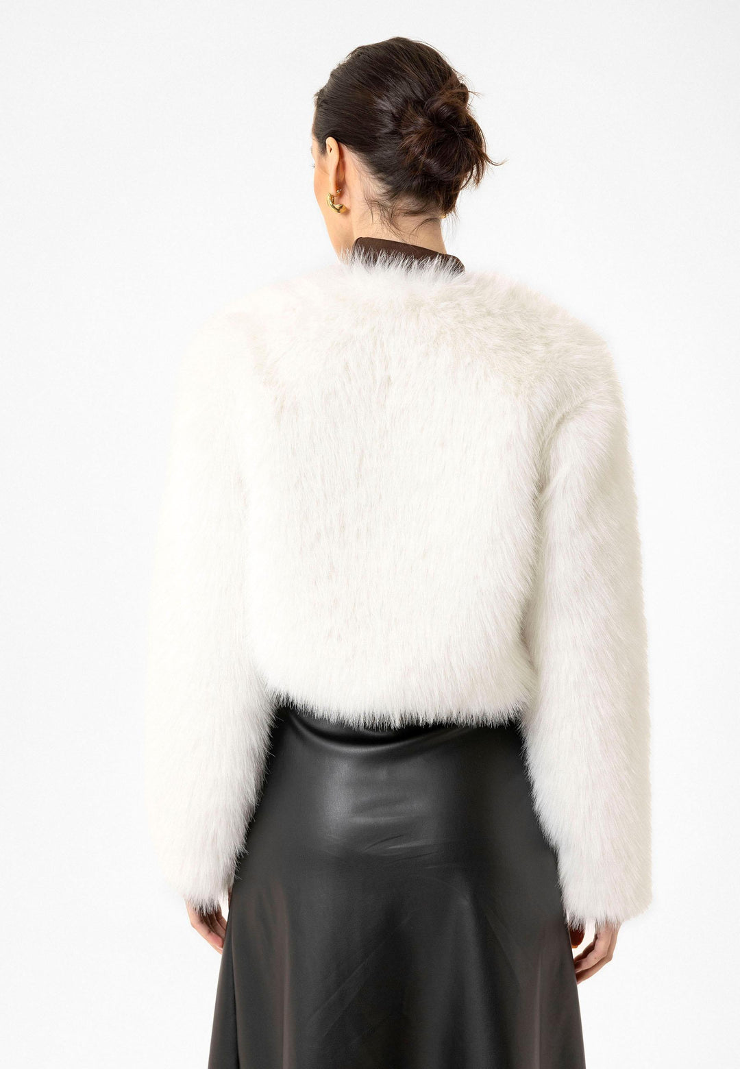 ANT Antioch White Women's Faux Fur Crop Jacket - Sahuarita