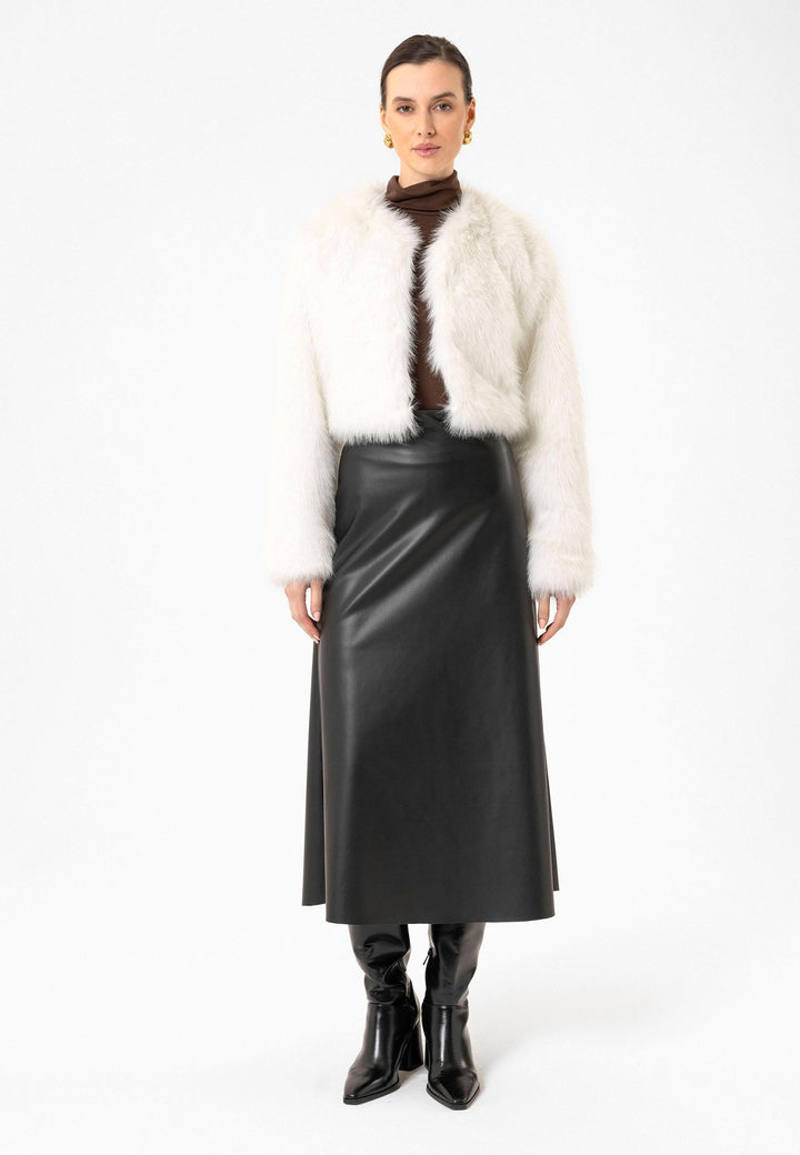 ANT Antioch White Women's Faux Fur Crop Jacket - Sahuarita