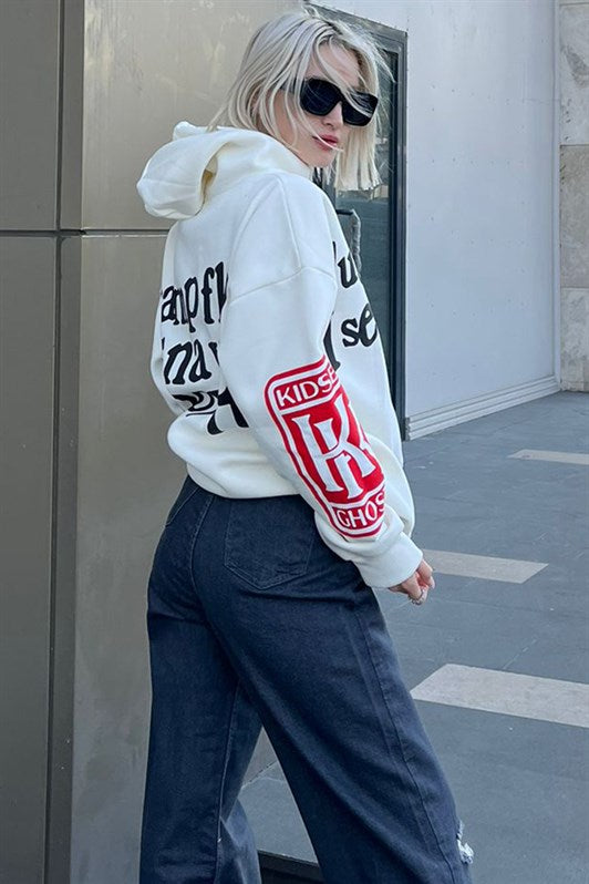 MDX White Hooded Oversize Sweatshirt MG903 - Marbella