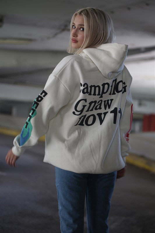 MDX White Hooded Oversize Sweatshirt MG903 - Marbella