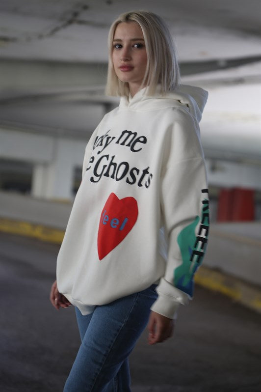 MDX White Hooded Oversize Sweatshirt MG903 - Marbella