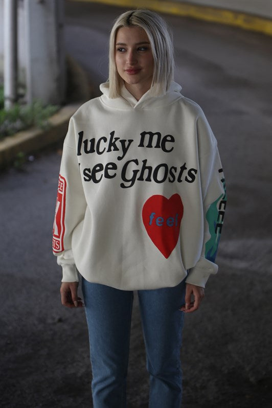 MDX White Hooded Oversize Sweatshirt MG903 - Marbella
