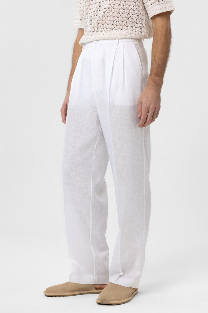 ANT Antioch Beyaz Keten Karışımlı Erkek Baggy Pantolon - Beverly