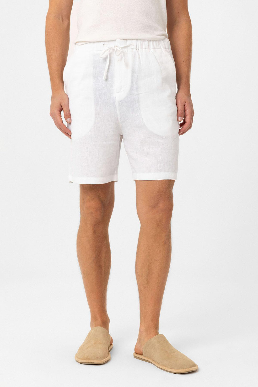 ANT Antioch White Linen Blend Men's Shorts - Denia