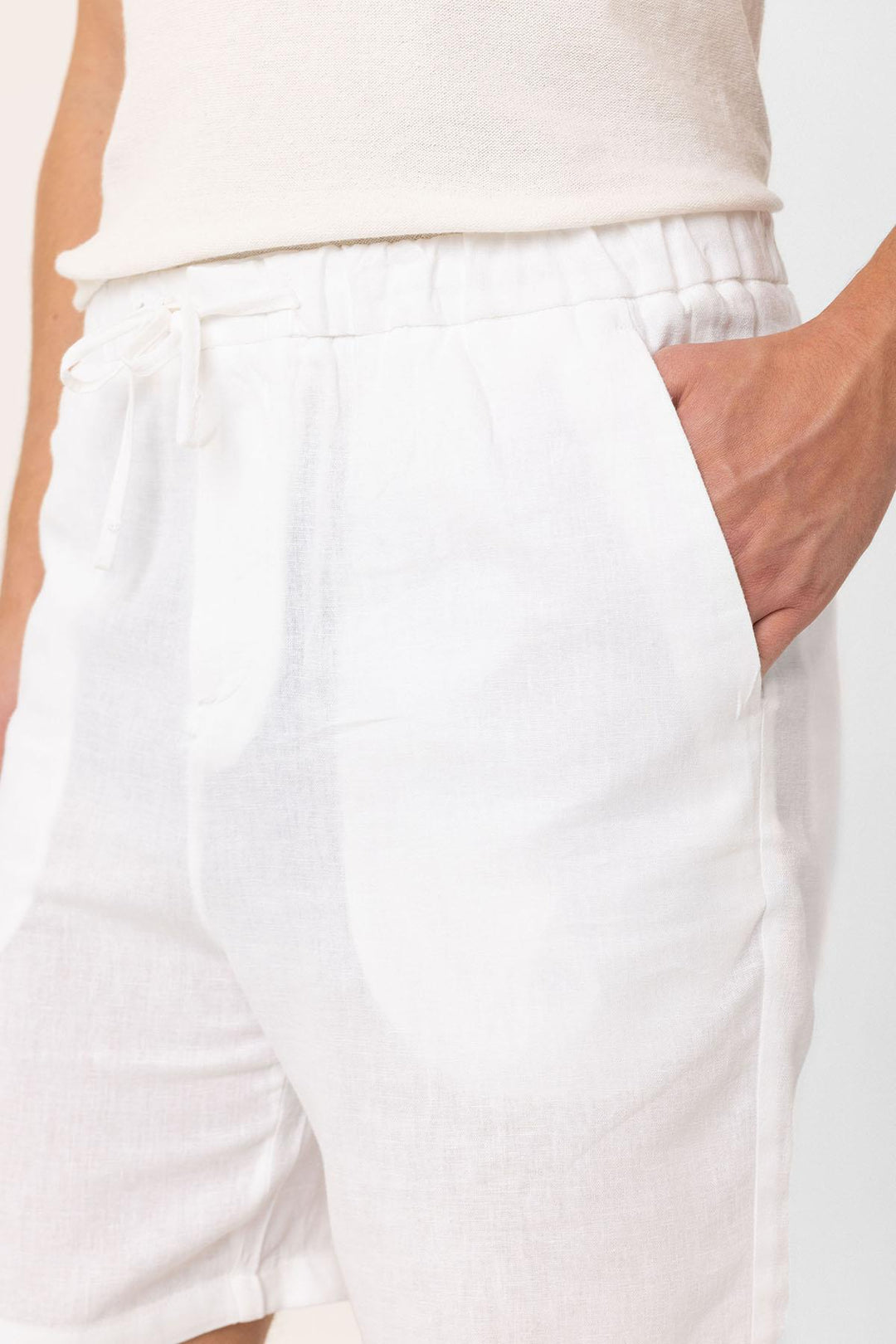 ANT Antioch White Linen Blend Men's Shorts - Denia
