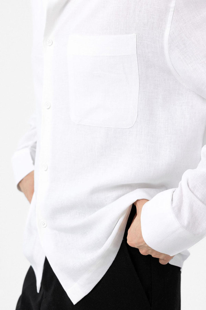 ANT Antioch White Linen Blend Relax Fit Men's Shirt - Avignon