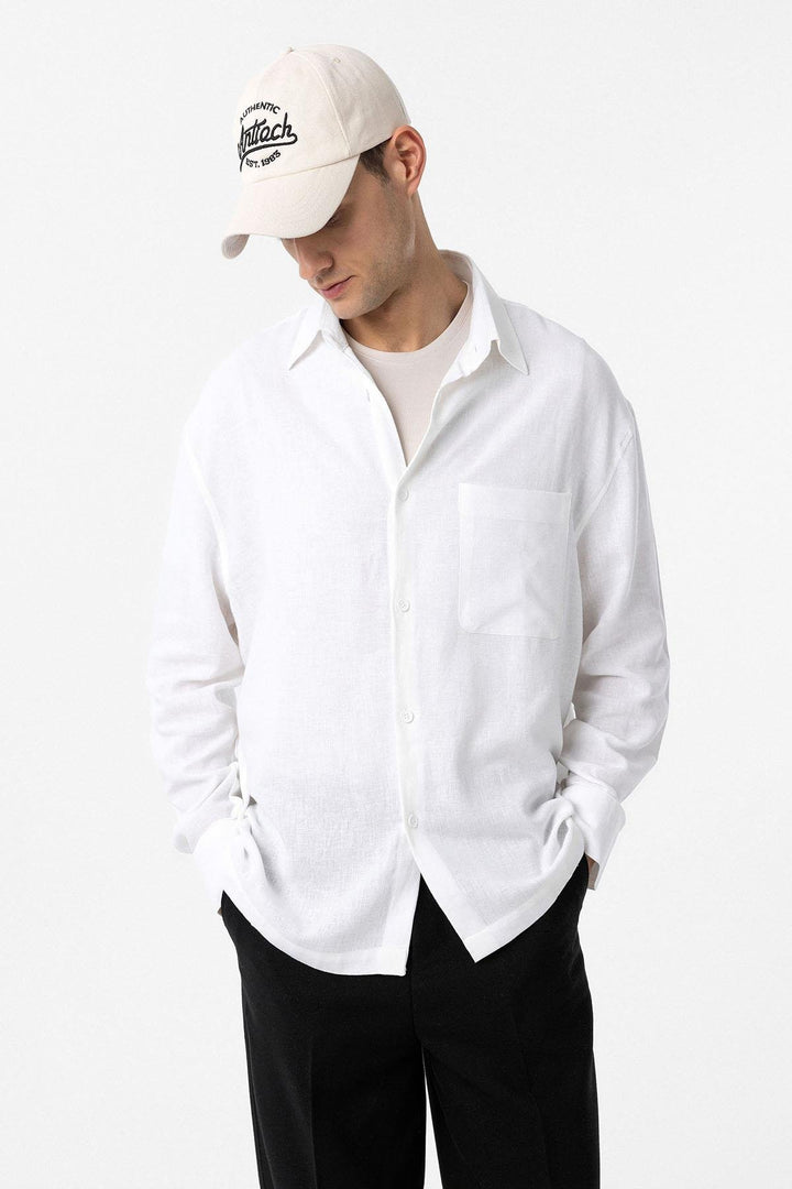ANT Antioch White Linen Blend Relax Fit Men's Shirt - Avignon