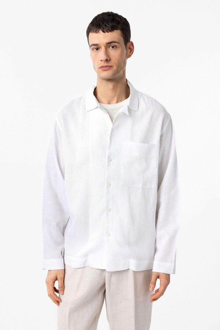 ANT Antioch White Linen Blend Relax Fit Men's Shirt - Camden