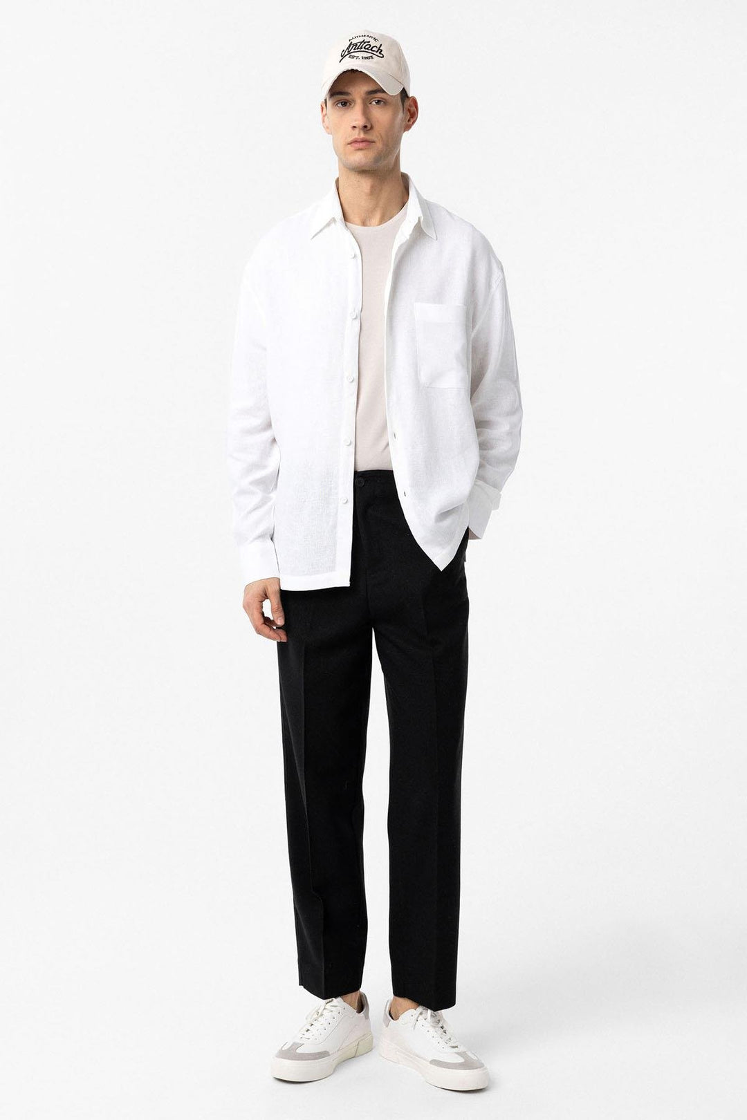 ANT Antioch White Linen Blend Relax Fit Men's Shirt - Avignon