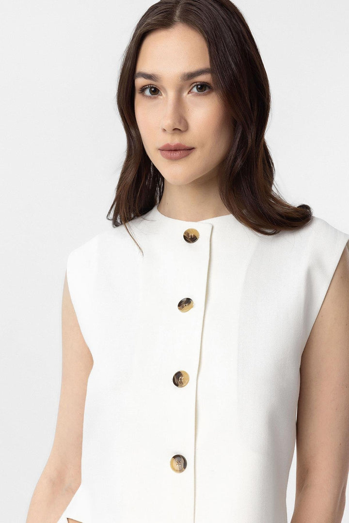 ANT Antioch White Linen Blend Relax Fit Women's Vest - Luxembourg