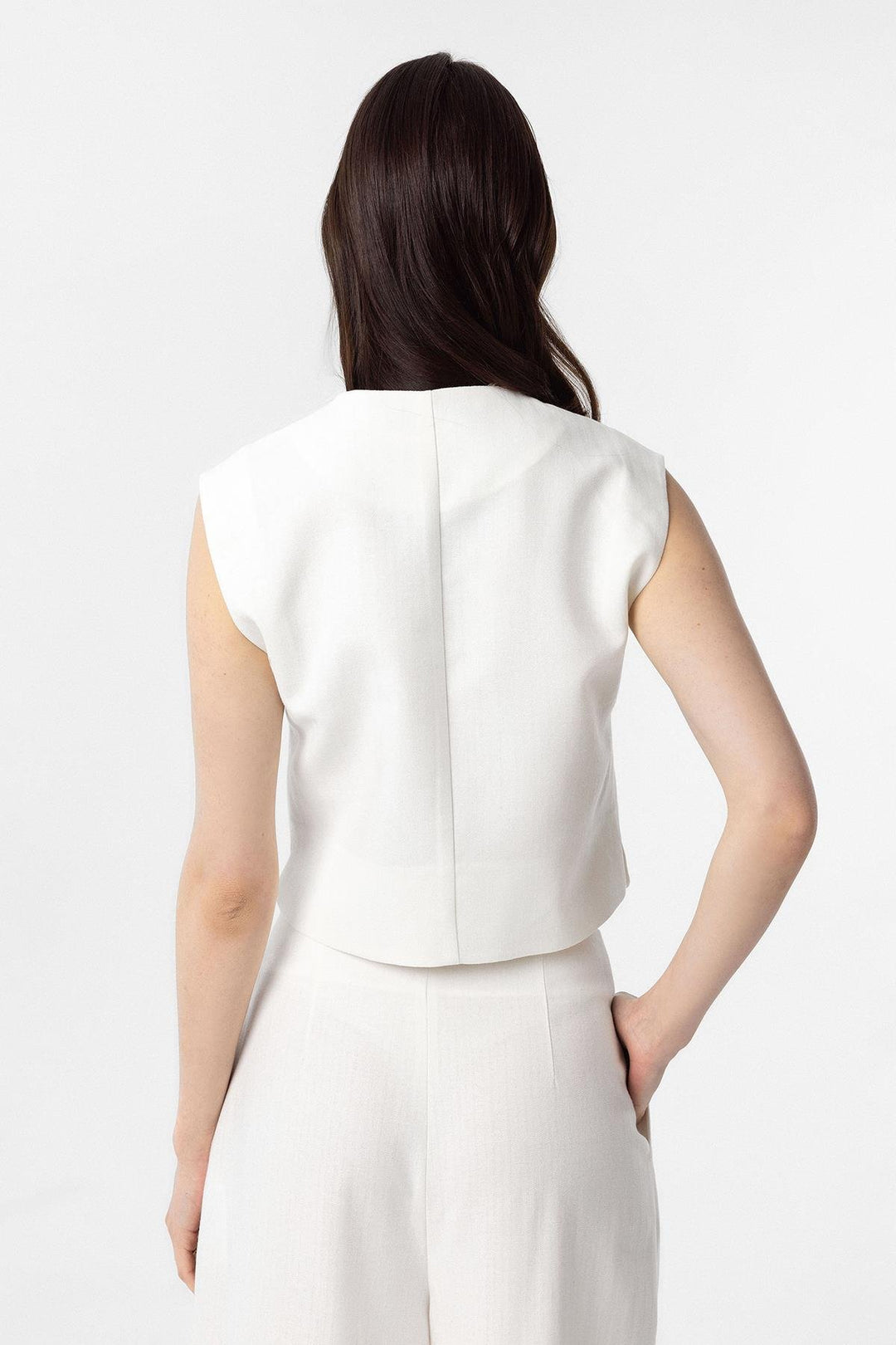 ANT Antioch White Linen Blend Relax Fit Women's Vest - Luxembourg