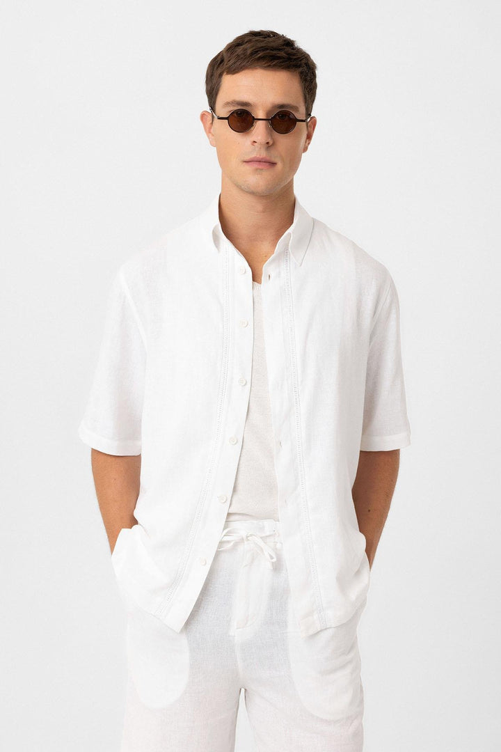 ANT Antioch White Linen Blend Relaxed Fit Men's Shirt - Cintalapa de Figueroa