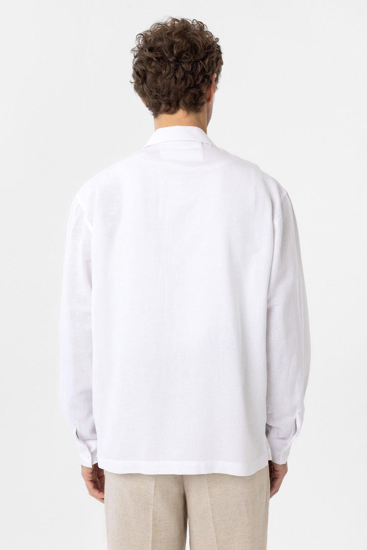 ANT Antioch White Linen Blend Relaxed Fit Men's Shirt - Casalecchio di Reno