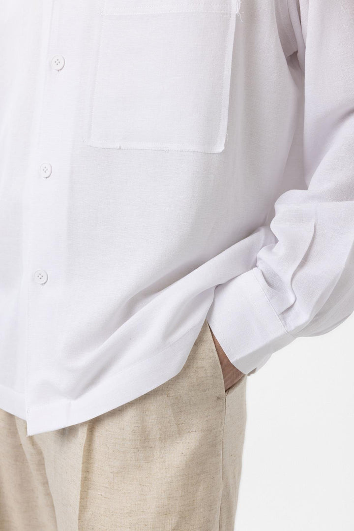 ANT Antioch White Linen Blend Relaxed Fit Men's Shirt - Casalecchio di Reno