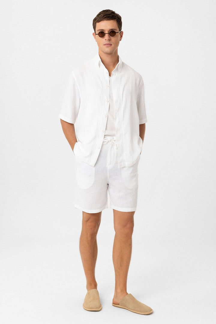 ANT Antioch White Linen Blend Relaxed Fit Men's Shirt - Cintalapa de Figueroa