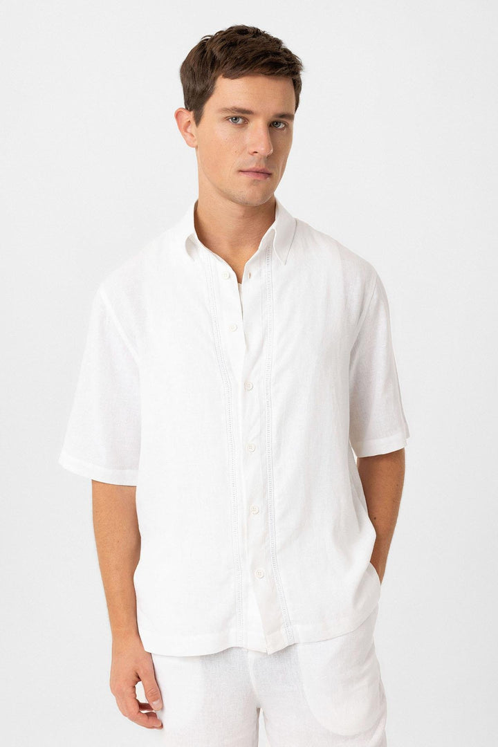 ANT Antioch White Linen Blend Relaxed Fit Men's Shirt - Cintalapa de Figueroa