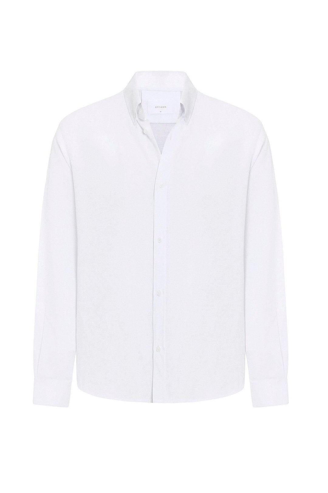 ANT Antioch White Linen Blend Buttoned Collar Men's Shirt - Herne Bay