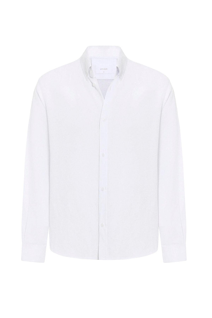 ANT Antioch White Linen Blend Buttoned Collar Men's Shirt - Herne Bay