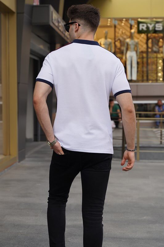 MDX White Arm Striped Polo Neck T-shirt 5888 - Newark