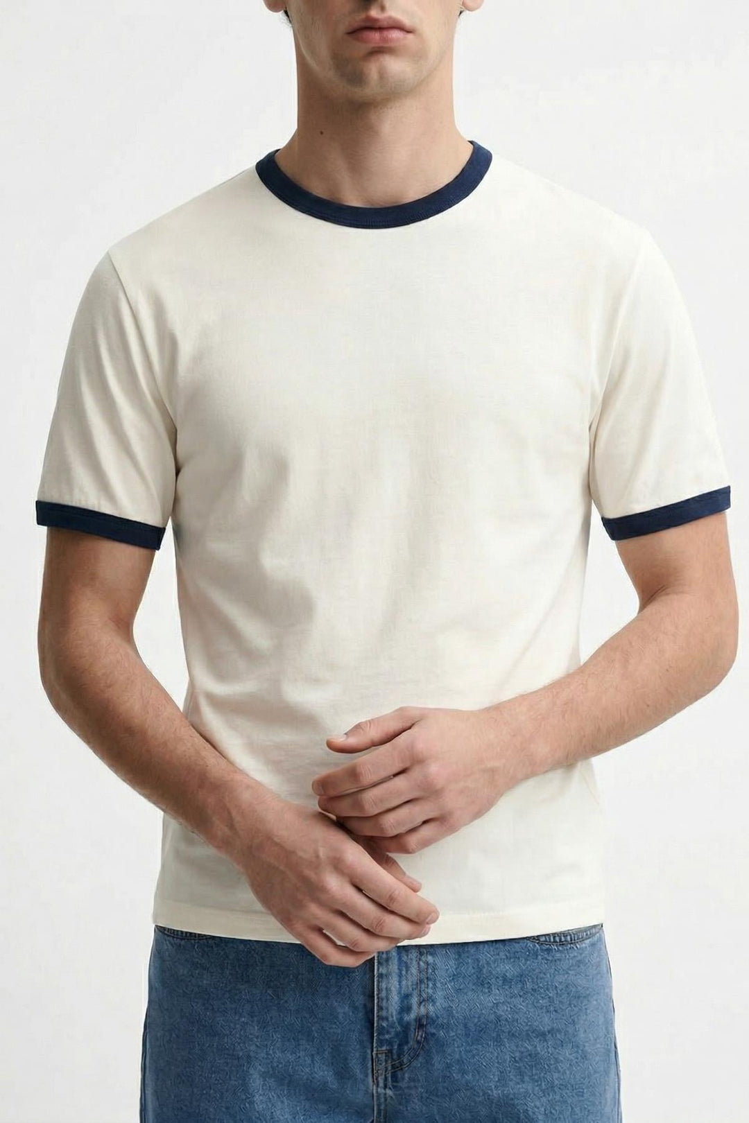 ANT Antioch Beyaz Kontrast Yaka Erkek T-Shirt - Modena