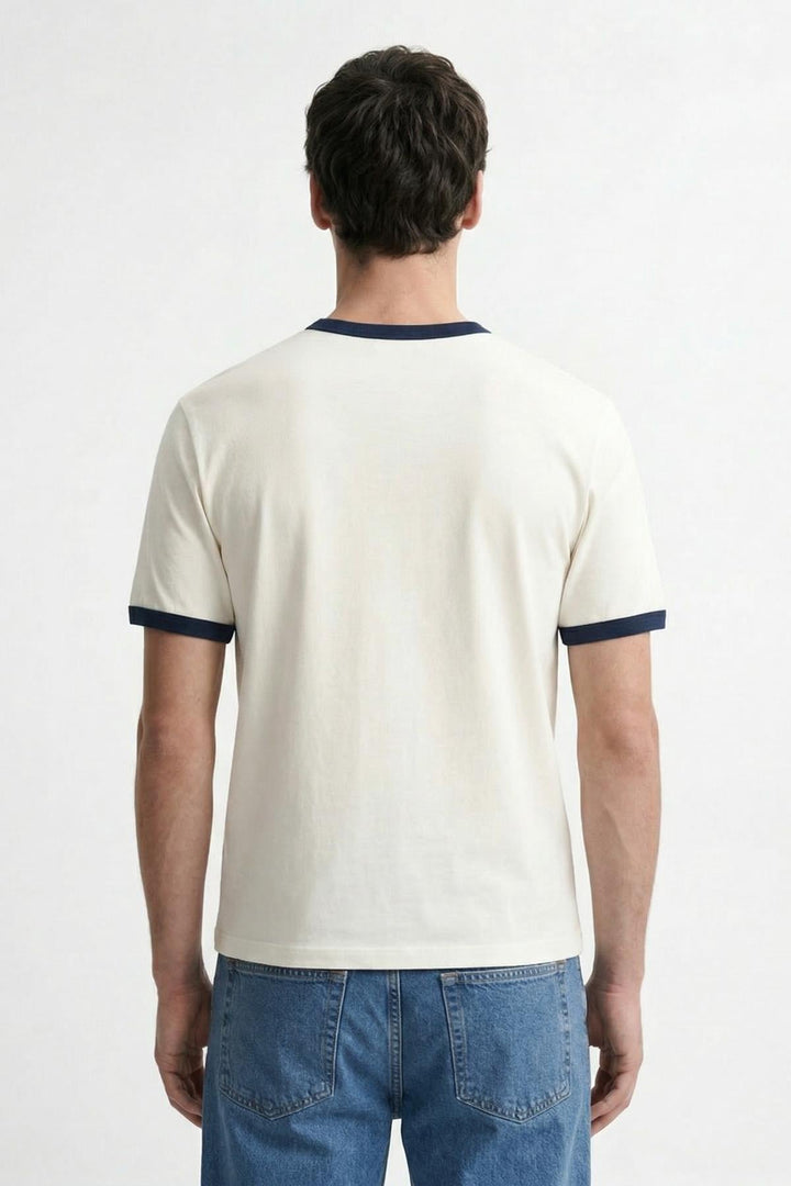 ANT Antioch Beyaz Kontrast Yaka Erkek T-Shirt - Modena