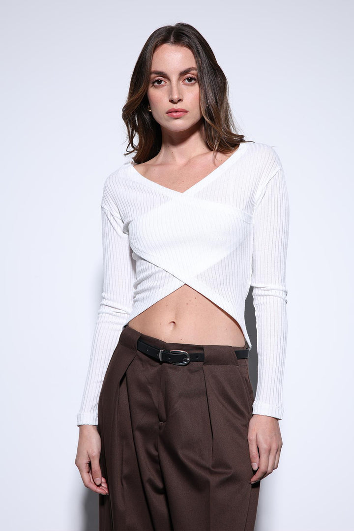 ANT Antioch White Wrap Women's Blouse - Eastvale