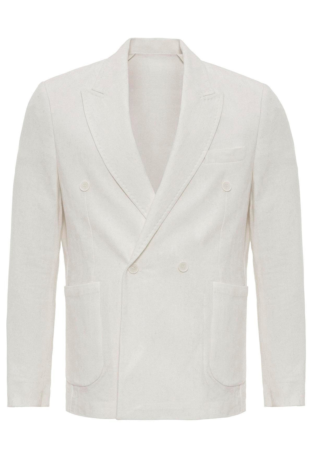 ANT Double-breasted Closure Linen Blend Men's Blazer Jacket - Alytus