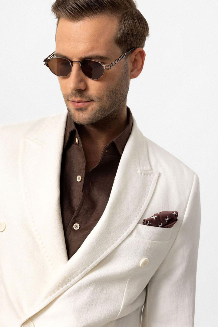 ANT Double-breasted Closure Linen Blend Men's Blazer Jacket - Alytus