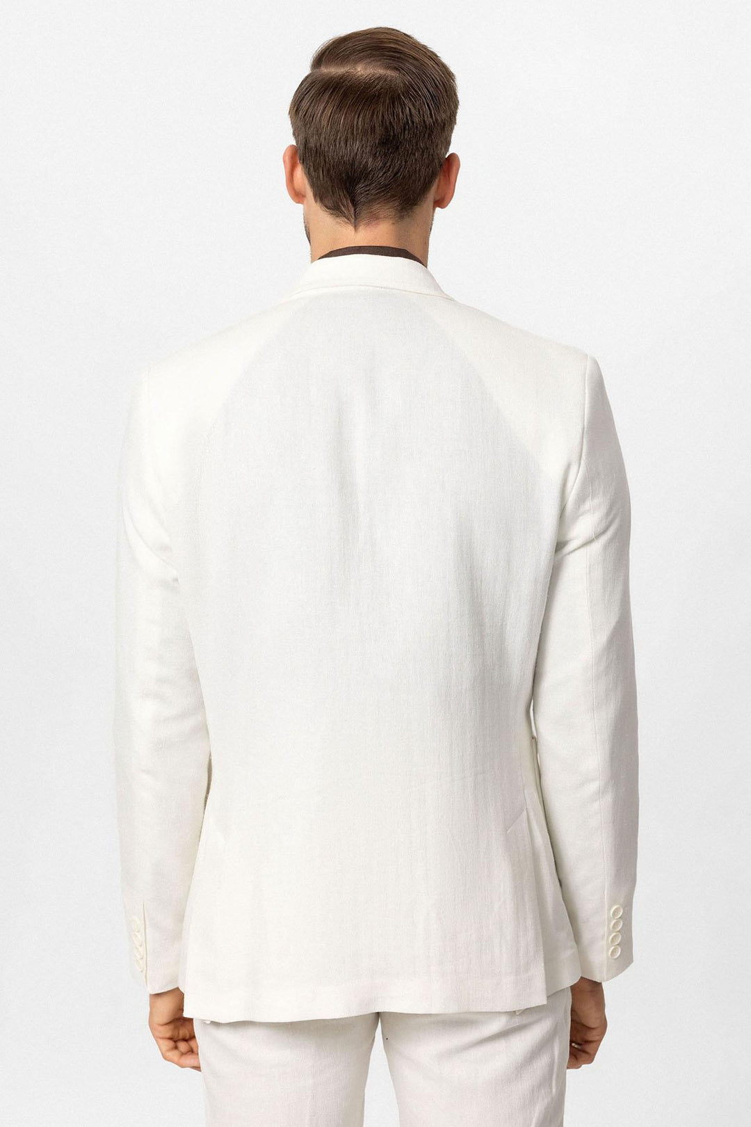 ANT Antioch Beyaz Kruvaze Kapama Keten Karışımlı Erkek Blazer Ceket - Sittard