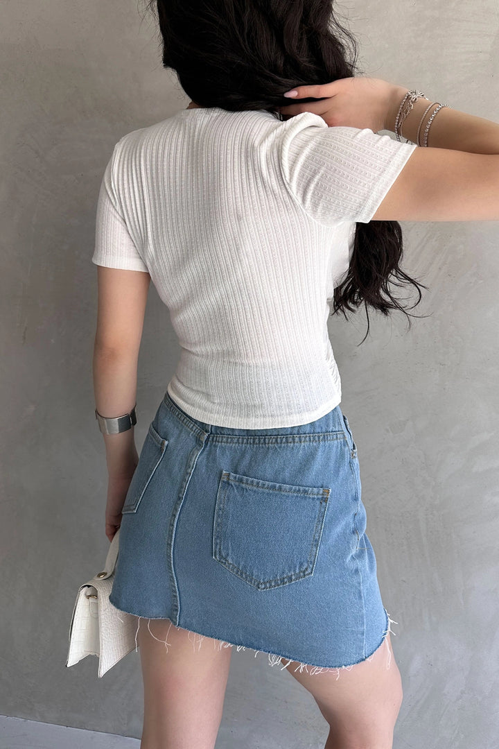 White Wrap Neck Crop Blouse BCDF-252178 - Rheden