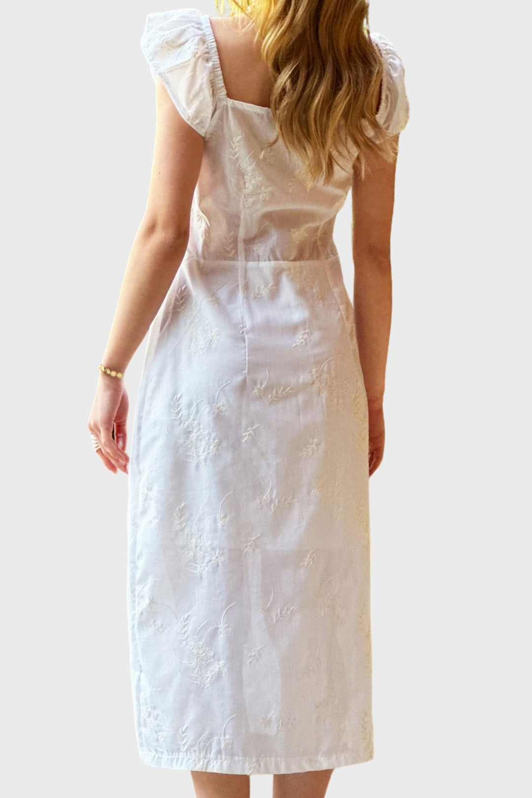 White Madonna Collar Embroidered Lined Woven Dress BCHESQ-251052 - Concord