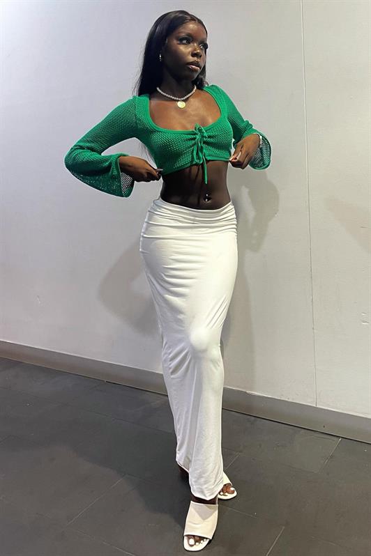 MDX White Maxi Basic Skirt MG1890 - Shakhtarsk