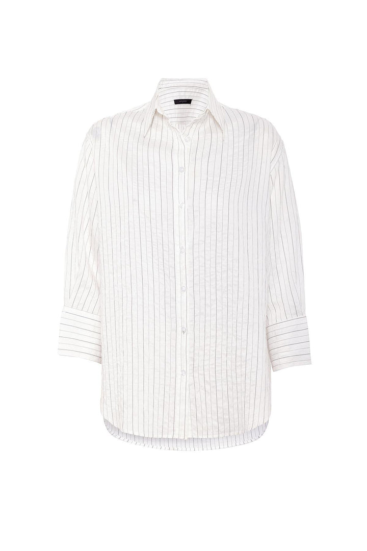ANT Antioch White Striped Women's Shirt in Modal Fabric - Atlanta