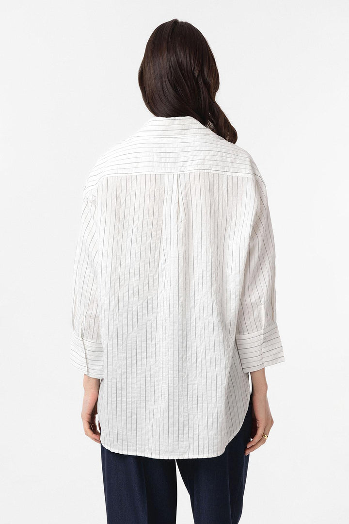 ANT Antioch White Striped Women's Shirt in Modal Fabric - Atlanta