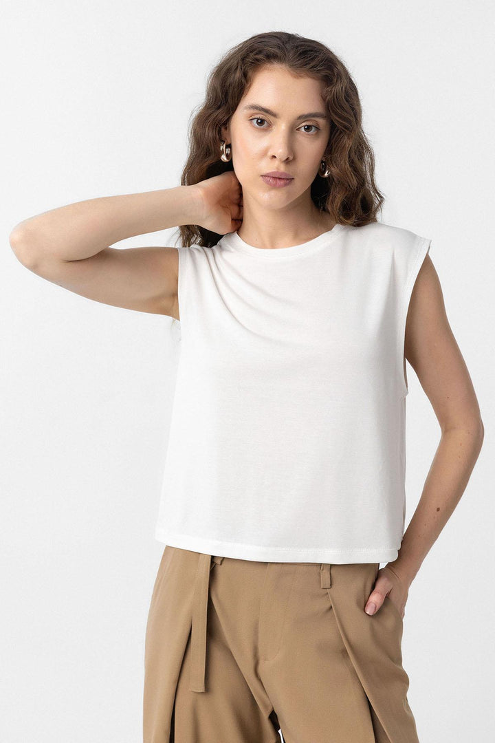 ANT Antioch Beyaz Modal Kumaş Kadın T-Shirt - Hollywood
