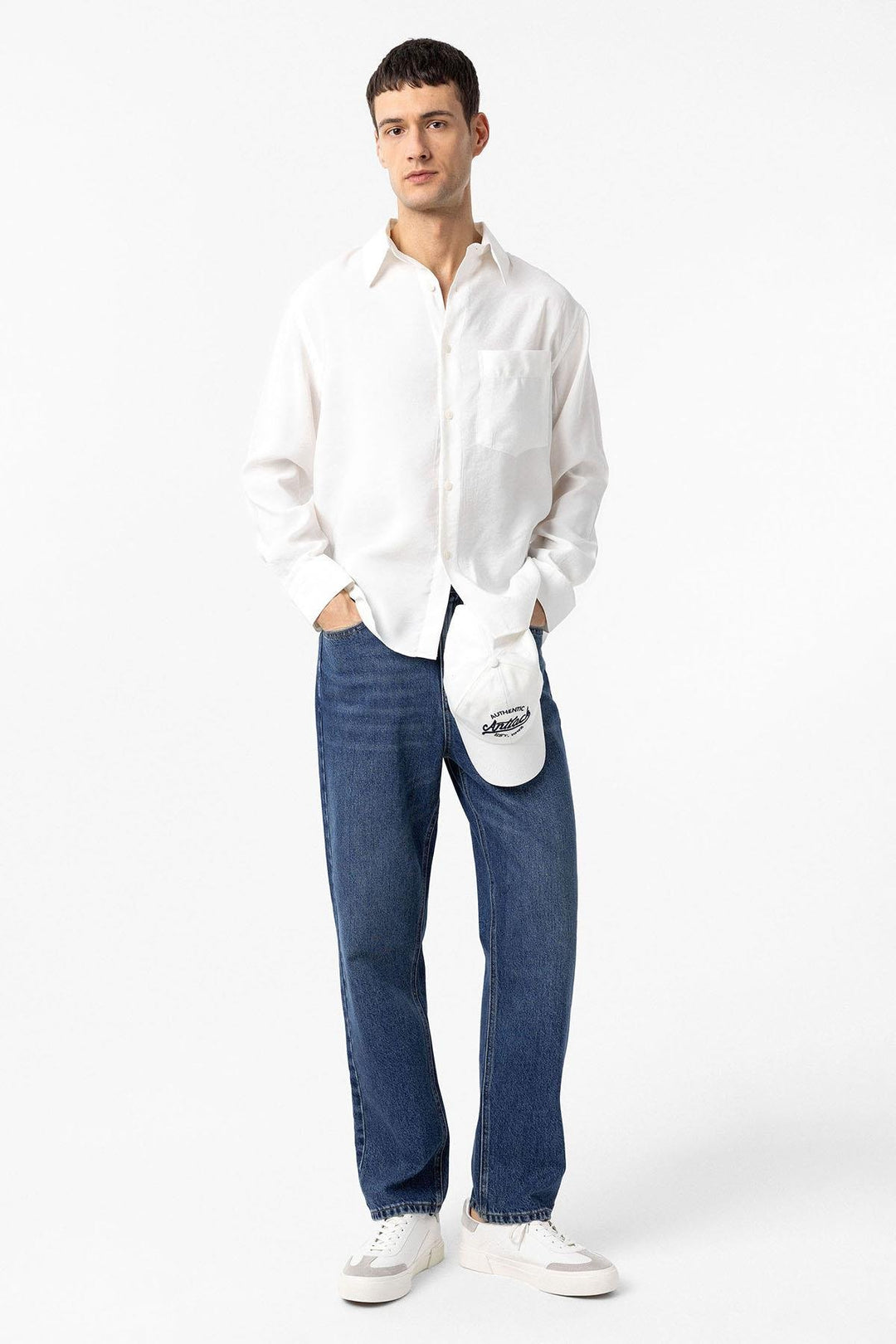 ANT Antioch White Modal Fabric Relax Fit Men's Shirt - Burlington